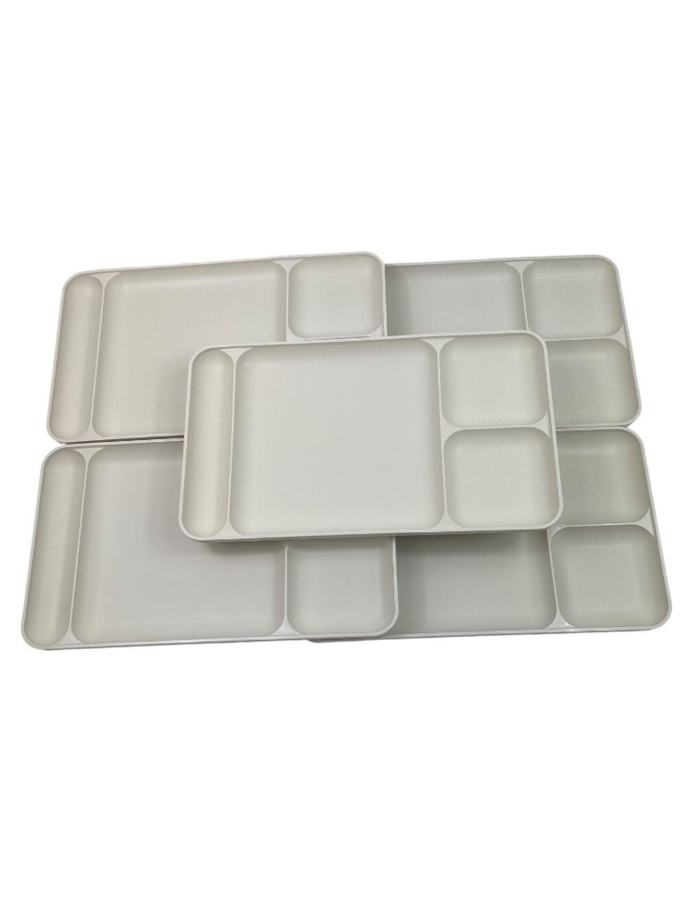 Vintage Tupperware Divided Food Trays Lot of 5 Almond 1535-2 Dinner Lunch